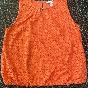 Liz Claiborne Vibrant Orange Lace Blouse